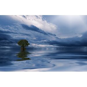 Papermoon Fototapete »MEER WOLKEN-BAUM BEACH STRAND PANORAMA HIMMEL WELLEN« bunt B/L: 4,50 m x 2,80 m