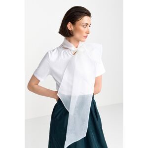 RICHROYAL Kurzarmshirt, mit auffälliger Schleife am Kragen white S