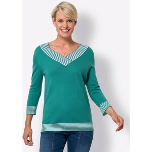 Classic Basics 3/4 Arm-Pullover »V-Pullover« smaragd-weiss 50