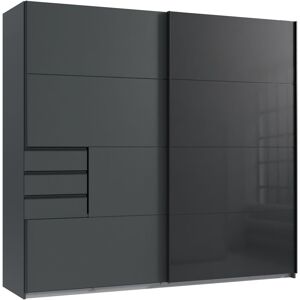 Wimex Schwebetürenschrank »Tilburg«, mit Glaselementen Grafit/ durchgängige Türfront Glas schwarz, Âbsetzung Grafit