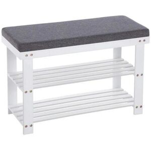 SONGMICS Schuhregal »mit Bank aus Bambus Grau/Weiss« Grau, weiss
