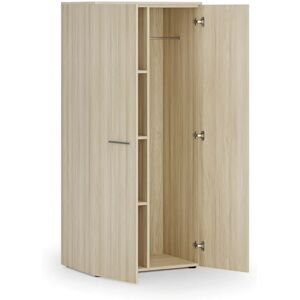 B2B Partner Garderobenschrank mit 3 Regalböden PRIMO WOOD, Kleiderstange, 1781 x 800 x 500 mm, Eiche natur