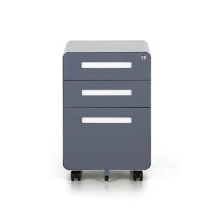 B2B Partner Metall-Schreibtischcontainer, Metall-Rollcontainer ROUND, 3 Schubladen, dunkelgrau