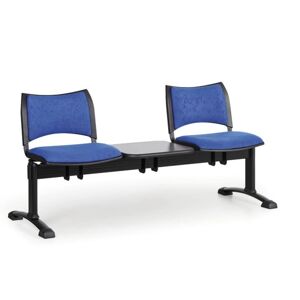 B2B Partner Gepolsterte Wartezimmerbank, Traversenbank SMART, 2-sitzer + Tisch, blau, schwarze Füße