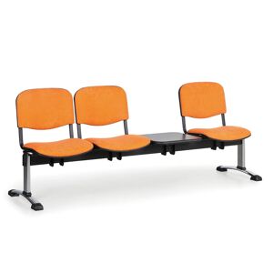 B2B Partner Gepolsterte Wartezimmerbank, Traversenbank VIVA, 3-sitzer + Tisch, orange, verchromte Füße