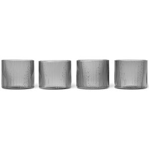 Ferm Living Glas 4-Er Set Ripple Smoked Grey 1104264665