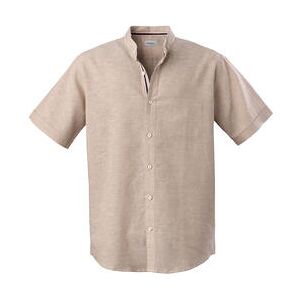 HENSON&HENSON Herren Stehkragenhemd kurzarm natur 434