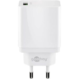 Goobay USB-A-Adapter - USB-A-Ladegerät - CEE 7/16 - USB-A-Adapter - 1 Ports - Quick Charge 3.0 - 3000mA - 18W - Weiß