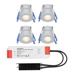 HOFTRONIC™ Milano – 4er Set LED-Einbaustrahler 12 Volt - Beleuchtung Terrassenüberdachung - Komplettset - Plug & Play - IP65 - 3 Watt - LED 2700K 200 Lumen - Edelstahl