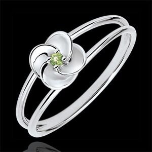 Edenly Ring BlÃ¼te - Erste Rose - WeiÃŸgold Peridot - 18 Karat