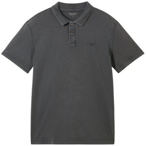 TOM TAILOR Herren Poloshirt mit Logo Stickerei, schwarz, Uni, Gr. S