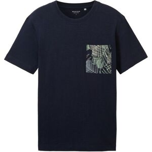 TOM TAILOR Herren T-Shirt mit Print Detail, blau, Print, Gr. L