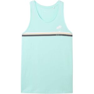 TOM TAILOR DENIM Herren Tanktop mit Print, blau, Print, Gr. L