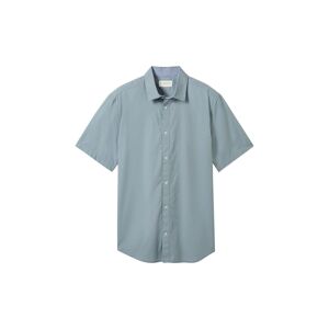 TOM TAILOR Herren Basic Kurzarmhemd aus Popeline, grün, Uni, Gr. XL