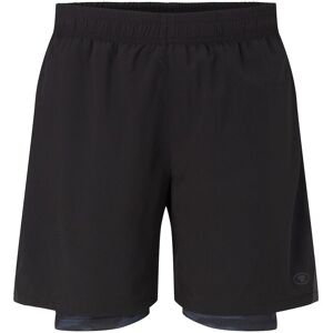 TOM TAILOR Herren 2-in-1 Shorts, schwarz, Uni, Gr. S