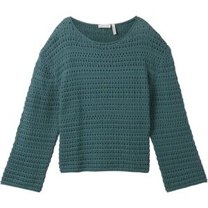 TOM TAILOR Damen Strickpullover aus Bio-Baumwolle, grün, Uni, Gr. XXL