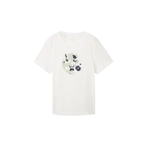 TOM TAILOR Damen T-Shirt mit Print, weiß, Print, Gr. XS