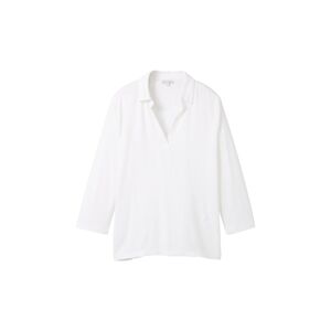 TOM TAILOR Damen 3/4 Arm Shirt mit TENCEL(TM) Modal, weiß, Uni, Gr. M