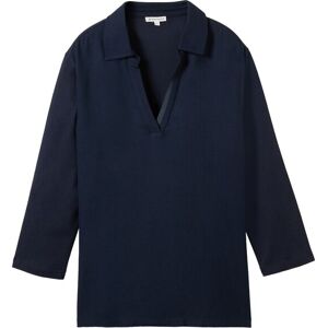 TOM TAILOR Damen 3/4 Arm Shirt mit TENCEL(TM) Modal, blau, Uni, Gr. M