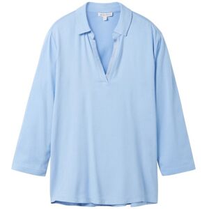 TOM TAILOR Damen 3/4 Arm Shirt mit TENCEL(TM) Modal, blau, Uni, Gr. M