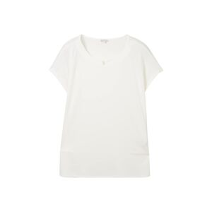 TOM TAILOR Damen Plus - T-Shirt mit Materialmix, weiß, Uni, Gr. 54