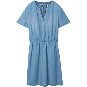 TOM TAILOR Damen Kleid mit TENCEL(TM) Lyocell, blau, Uni, Gr. 42