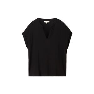 TOM TAILOR Damen Loose Fit Bluse aus Viskose, schwarz, Uni, Gr. 36