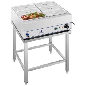 Royal Catering Bain-Marie - 2000 W - 6 x 1/3 GN-Behälter - mit Unterbau & Ablasshahn RCBM-6WS-2000