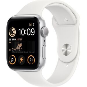 Apple Watch SE 44 mm (2022) GPS silber Sportarmband weiß S/M + M/L