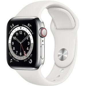 Apple Watch Series 6 Edelstahl 44 mm (2020) silber Sportarmband weiß