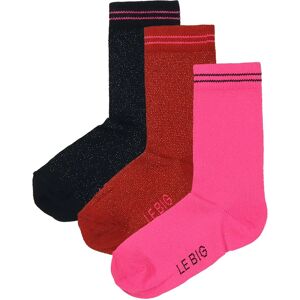 Le Big - Socken TAMLYN 3er-Pack mit Glitzer in dunkelblau/pink/rostrot, Gr.19-22