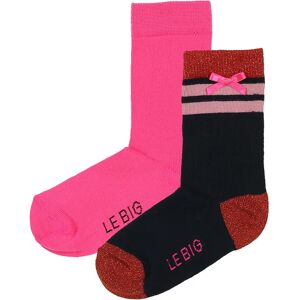 Le Big - Socken TAMZIN 2er-Pack mit Glitzer in gestreift in dunkelblau/pink, Gr.19-22