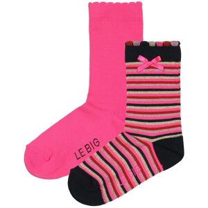 Le Big - Socken TANAYA 2er-Pack mit Glitzer in gestreift in pink/dunkelblau, Gr.19-22