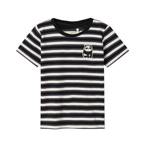 name it - T-Shirt NMMDIKE PANDA gestreift in black, Gr.116