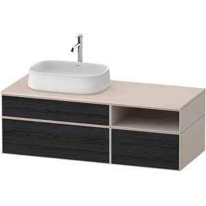 Duravit Zencha Konsolenwaschtischunterbau mit Ausschnitt links 130 x 44,2 cm, 3 Auszüge und 1 offenes Fach