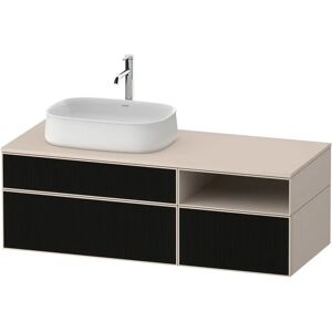 Duravit Zencha Konsolenwaschtischunterbau mit Ausschnitt links 130 x 44,2 cm, 3 Auszüge und 1 offenes Fach