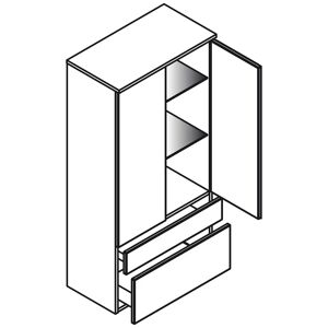 Lanzet Midischrank 122 x 60 x 32 cm mit 2 Türen und 1 Auszug