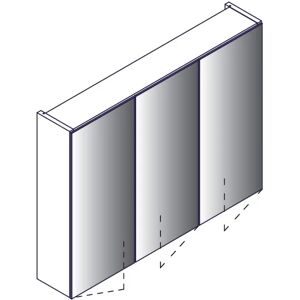 Lanzet Spiegelschrank 100 x 14,5 x 68 cm mit 3 Türen