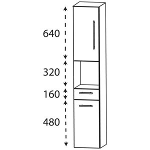 Puris Linea Hochschrank 40 x 30 x 160 cm mit 2 Türen, Anschlag links, 1 Schubkasten, 1 Fach, Griff 320