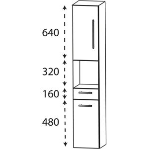 Puris Linea Hochschrank 40 x 30 x 160 cm mit 2 Türen, Anschlag links, 1 Schubkasten, 1 Fach, Griff 320