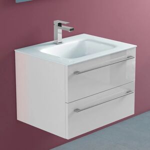 progettobagno Capri 60 Glaswaschtisch mit Unterschrank weiß glänzend