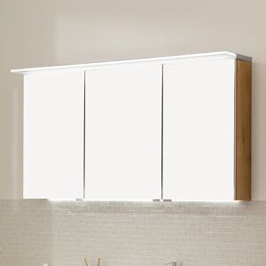 Puris b • straight Spiegelschrank 140 x 15 x 66 cm mit 3 Türen und LED-Flächenleuchte