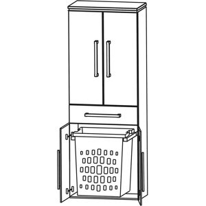 Puris Cool Line Hochschrank 60 x 30 x 164 cm mit 1 Wäscheauszug, 1 Schubkasten und 2 Türen, Griff 359