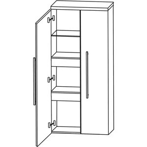 Puris Kao Line Mittelschrank 60 x 130,8 cm 2 Türen, 2 Metall-Innenschubkästen, Stangengriff