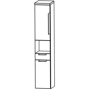 Puris Rounds Hochschrank 40 x 30 x 162,8 cm mit 1 Fach, 1 Schubkasten, 2 Türen, Anschlag links, Griff 329