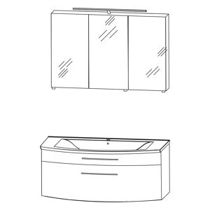 Puris Speed Badmöbelset 100 cm mit Spiegelschrank 3, Keramik Waschtisch und Waschtischunterschrank