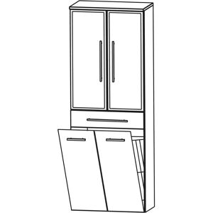 Puris Speed Hochschrank 60 cm mit Wäschekippe, 2 Alu-Rahmentüren und 1 Schubkasten