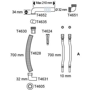 Pressalit Flexibles Zu- und Ablaufsystem 70/70 cm