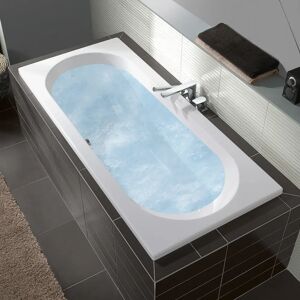 Villeroy & Boch O.novo Solo Badewanne 180 x 80 cm, Hydropool Comfort, Technik Position 1, mit Trio Ablaufgarnitur