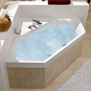 Villeroy & Boch Squaro Duo Sechseckbadewanne 190 x 80 cm, Hydropool Comfort, Technik Position 1, mit Trio Ablaufgarnitur